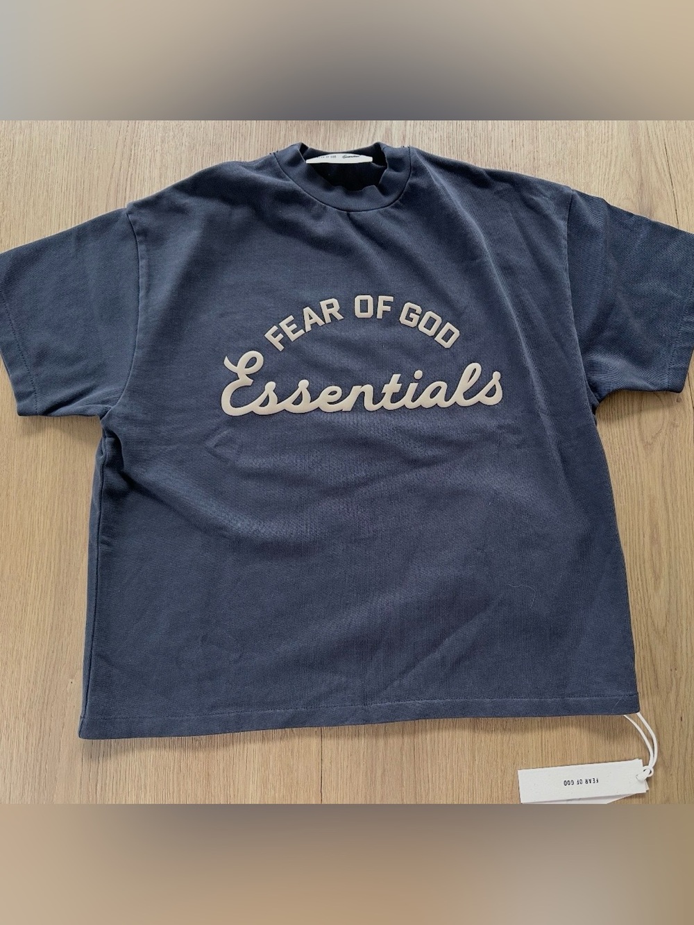 Fear of God Essentials Navy Blue Crewneck Logo Tee